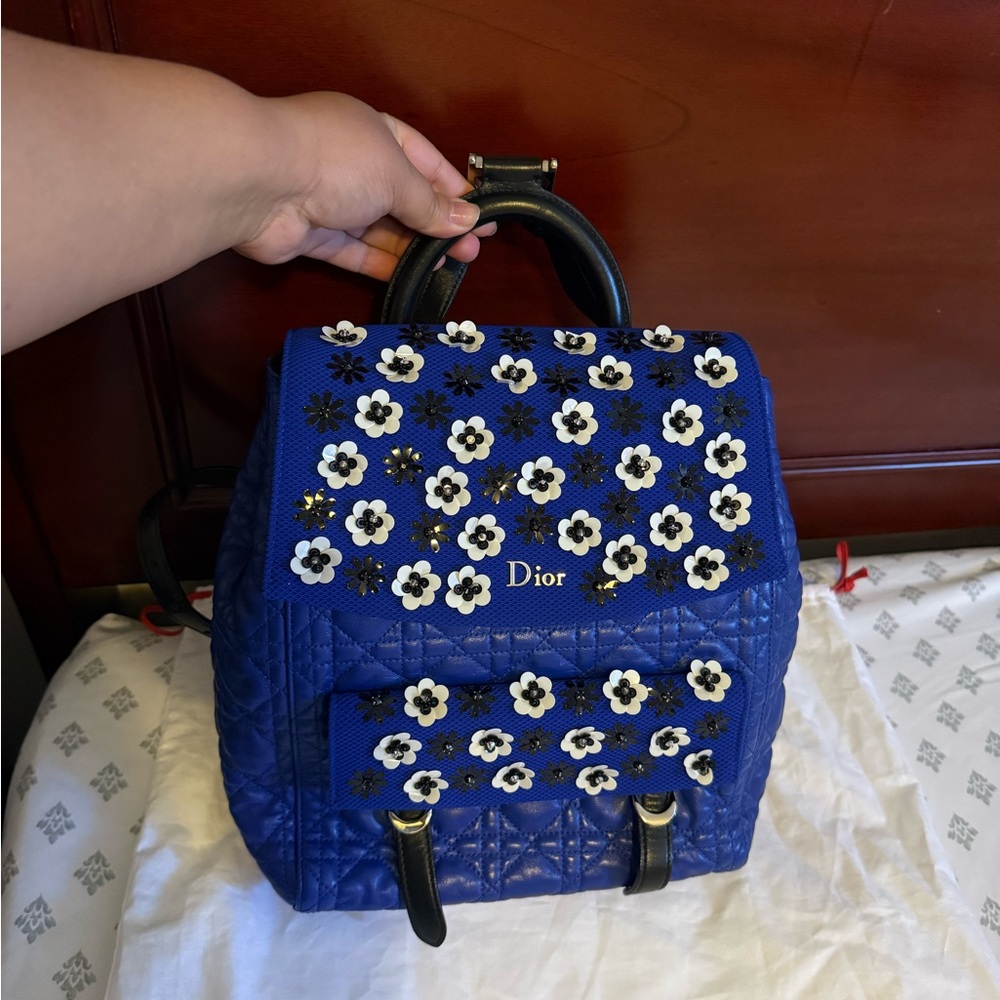 Dior Blue Floral Women's Backpack